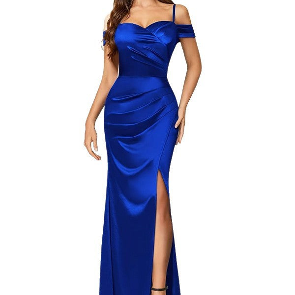 Damen Elegantes Maxikleid mit asymmetrischem Schnitt und Seitenschlitz Drune