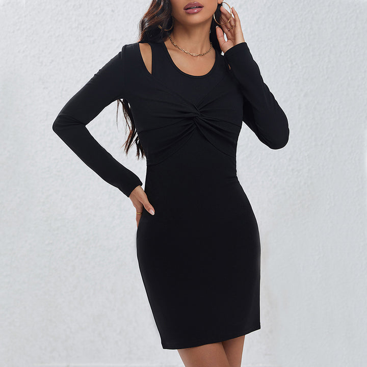 Damen figurbetontes Kleid mit modernen Cut-Out-Ausschnitten und elegantem Drapier-Detail Drune