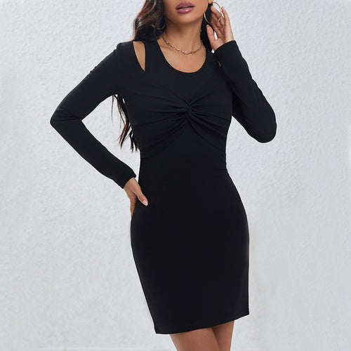 Damen figurbetontes Kleid mit modernen Cut-Out-Ausschnitten und elegantem Drapier-Detail Drune