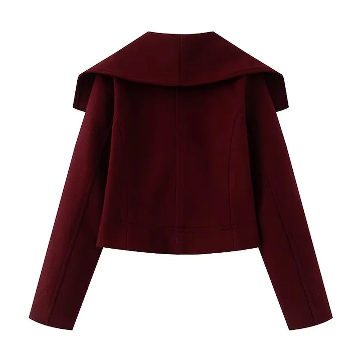 Damen nan cropped marineinspirierter Kurzmantel-Blouson mit übergroßem Schalkragen und dekorativer Doppelknopfleiste Drune