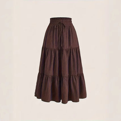 Damen Maxi-Rock mit elastischem Bund und Stufen-Design Drune