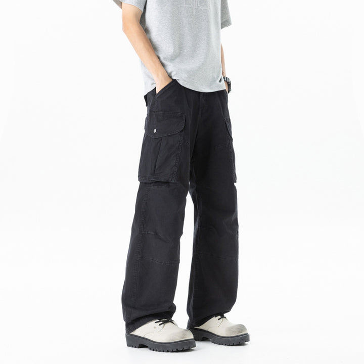 Damen Weite Cargohose mit hohem Bund, Oversize‑Bein und großen Klappentaschen Drune