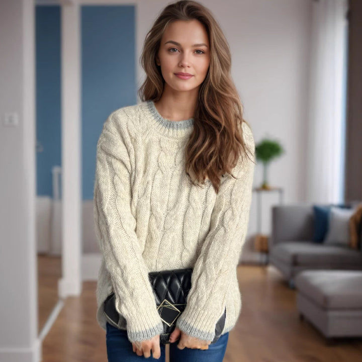 Damen Grobstrickpullover mit Struktur und lässigem Design Drune