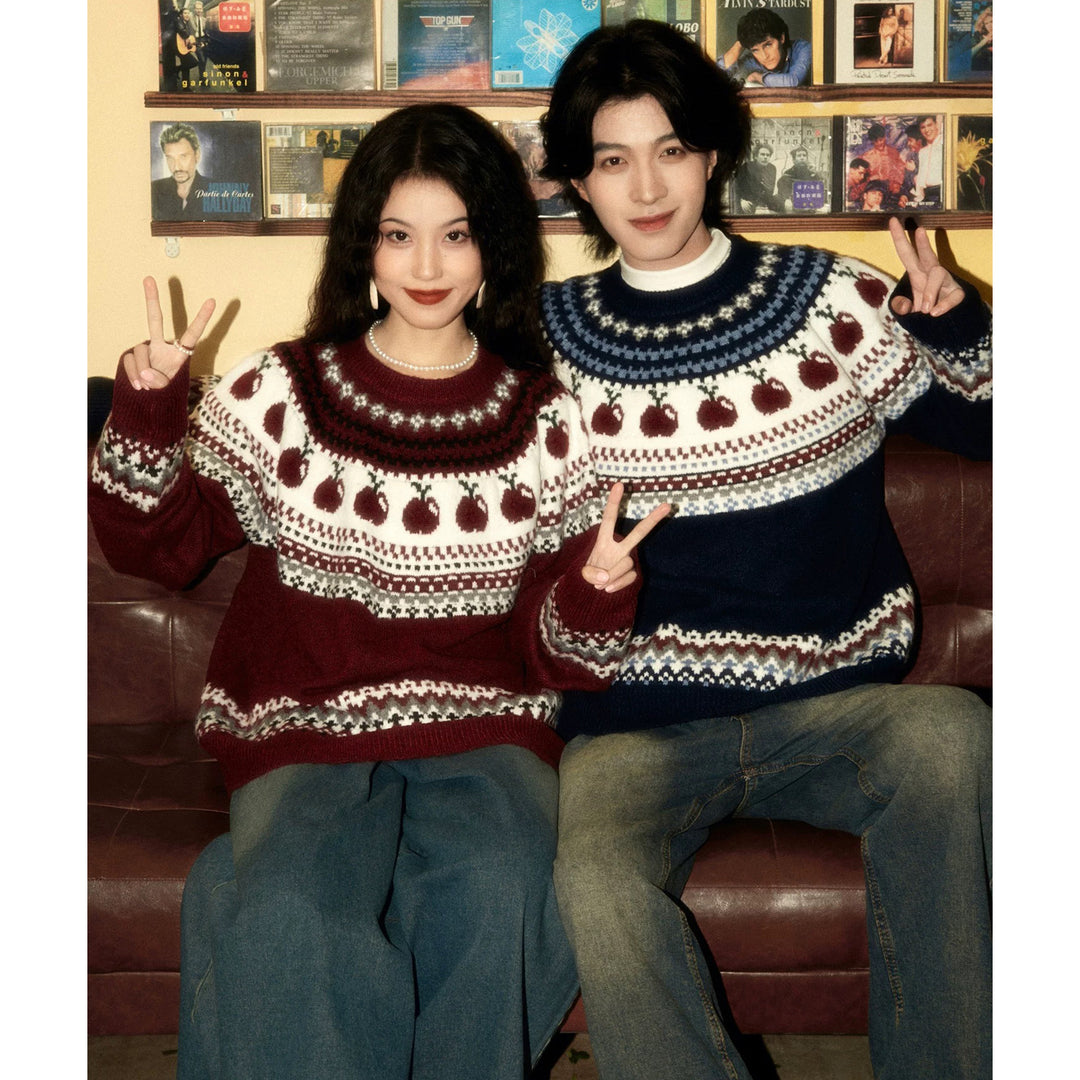Damen Gemusterter Strickpullover Drune