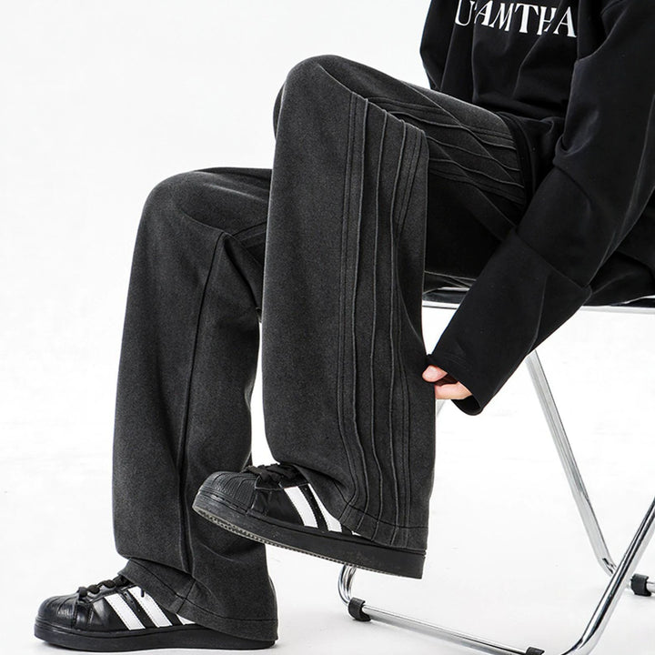 Herren weite Samt-Relaxhose mit Kordelzug und betonten Seitennähten Drune