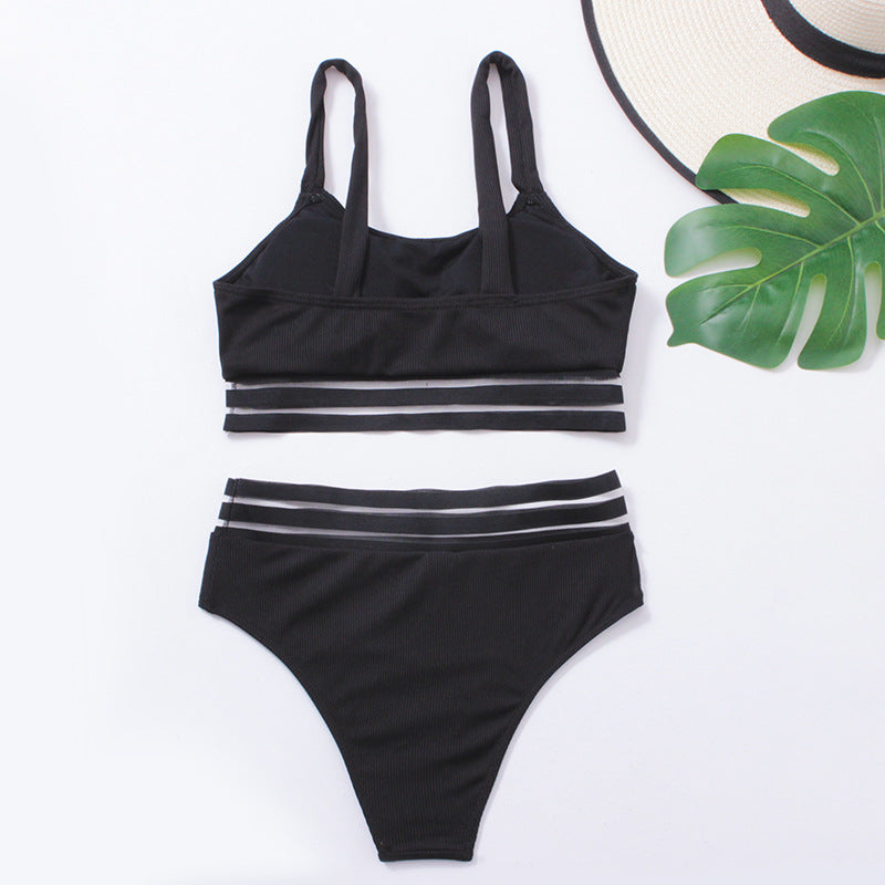 Damen Sportliches Bikini-Set mit modischer Elastikband-Optik Drune