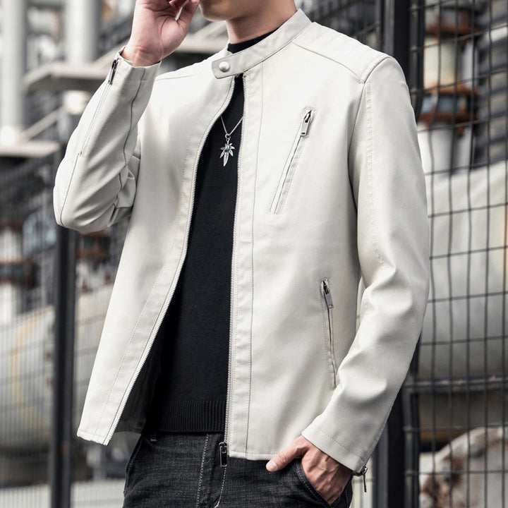Herren Stilvolle Schnitte Kunstlederjacke Drune
