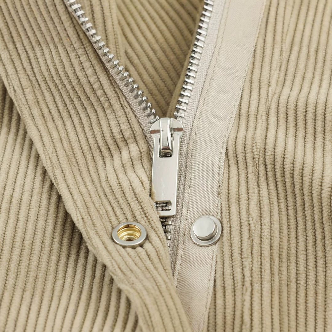 Damen Cordjacke aus Kord mit Taillengürtel und Druckknopfverschlüssen Drune