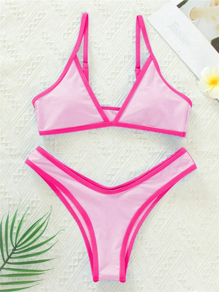 Damen Triangle Bikini Set mit Kontrastbesatz Drune