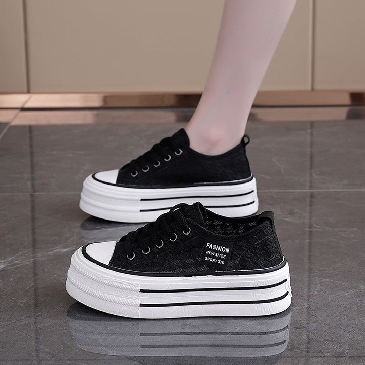 Damen Sneakers mit hohem Plateau und atmungsaktiver Oberseite Drune