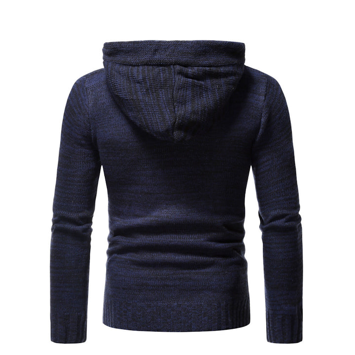 Herren modischer Strickpullover mit kuscheligem Kapuzenkragen und dekorativen Knopfdetails Drune