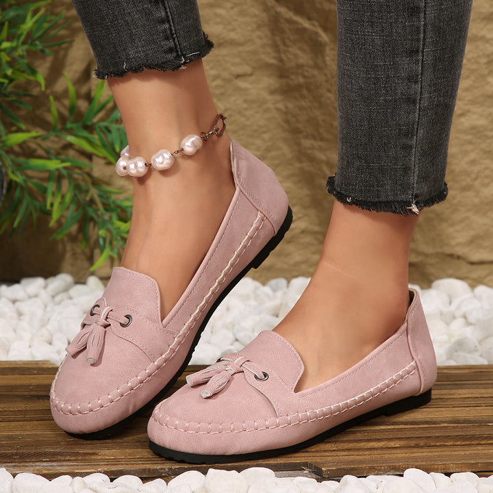 Damen  klassische Mokassin-Slipper mit Quasten und weichem Komfortfußbett Drune