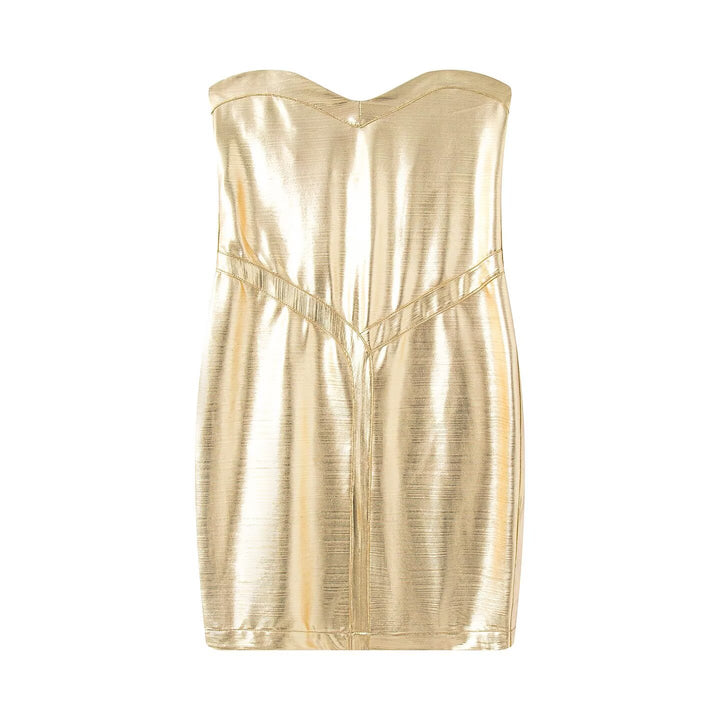 Damen Sommerkleid im eleganten Metallic-Look mit herzförmigem Ausschnitt