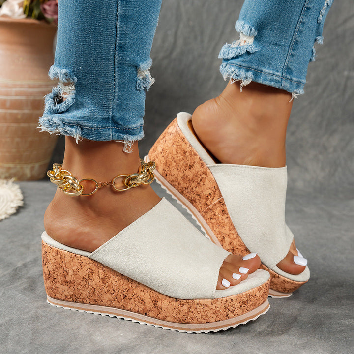 Damen Wedge-Pantoletten mit wildem Leopardenmuster und komfortabler Korksohle Drune
