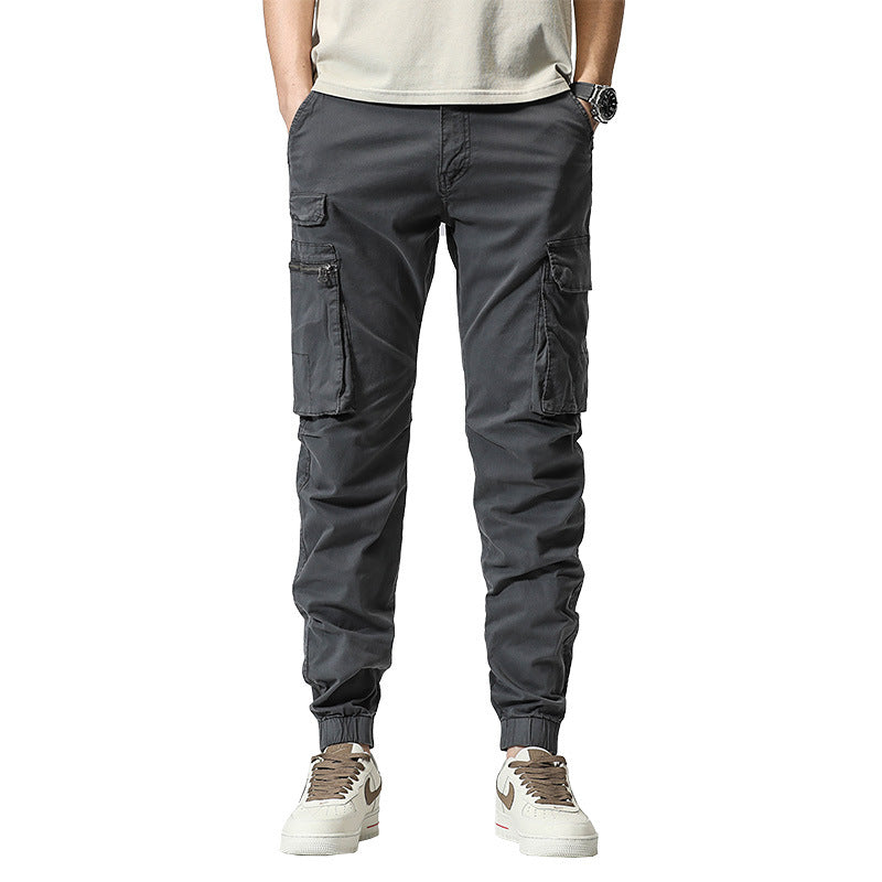 Herren Freizeits-Utility-Cargohose im Joggerstil mit teil-elastischem Bund und multifunktionalen Frontklappen Drune