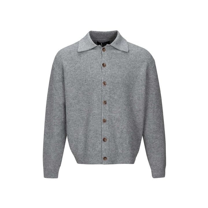 Herren Strukturiertes Strickcardigan mit Hemdkragen und durchgehender Knopfleiste Drune