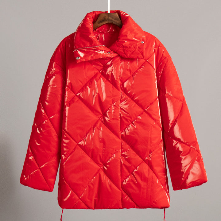 Damen gepolsterte Steppjacke mit hohem Kragen und praktischen Taschen Drune