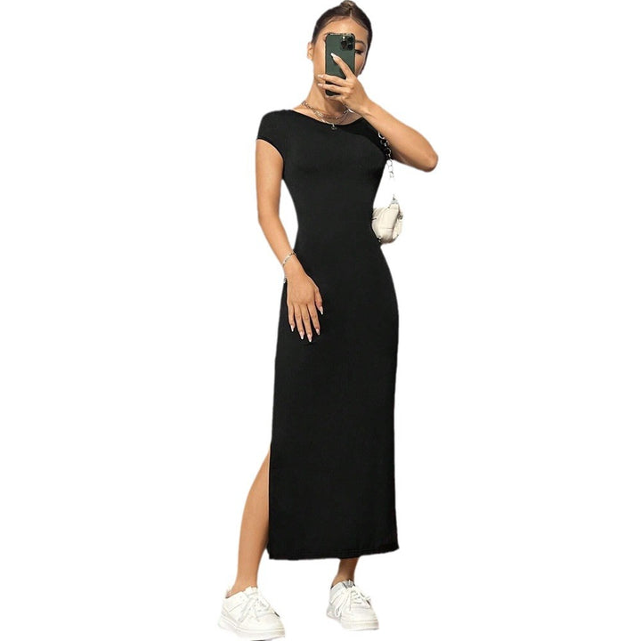 Damen figurbetontes Maxikleid mit kurzem Arm und elegantem Schnitt Drune