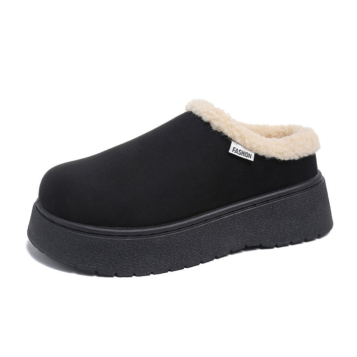 Damen Kuschelige Slipper‑Pantoffeln mit hohem Plateau und Teddyinnenfutter Drune