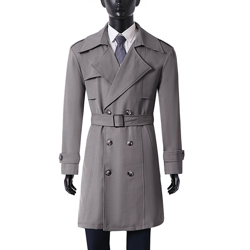 Damen Doppelreihiger Trenchcoat mit weitem Schalkragen und Epauletten Drune