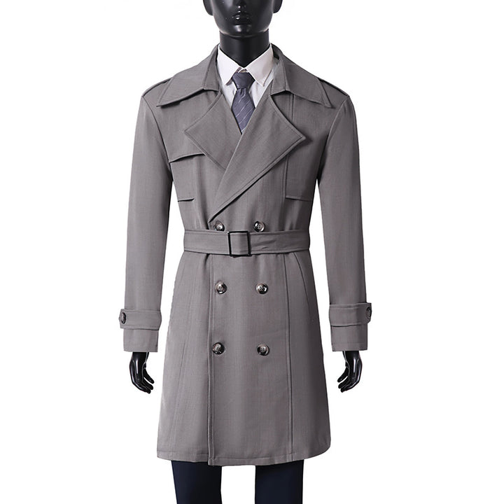 Damen Doppelreihiger Trenchcoat mit weitem Schalkragen und Epauletten Drune