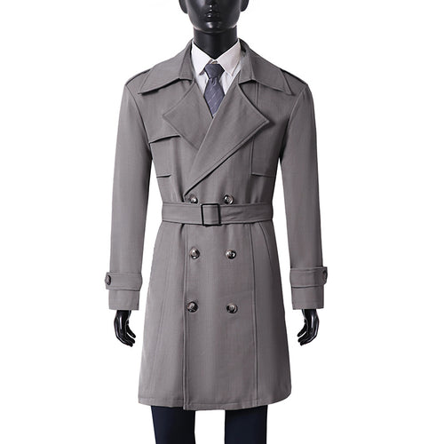 Damen Doppelreihiger Trenchcoat mit weitem Schalkragen und Epauletten Drune