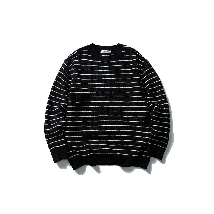 Unisex Gestreifter Strickpullover im Breton‑Look mit grober Rippstruktur und Rundhalsausschnitt Drune