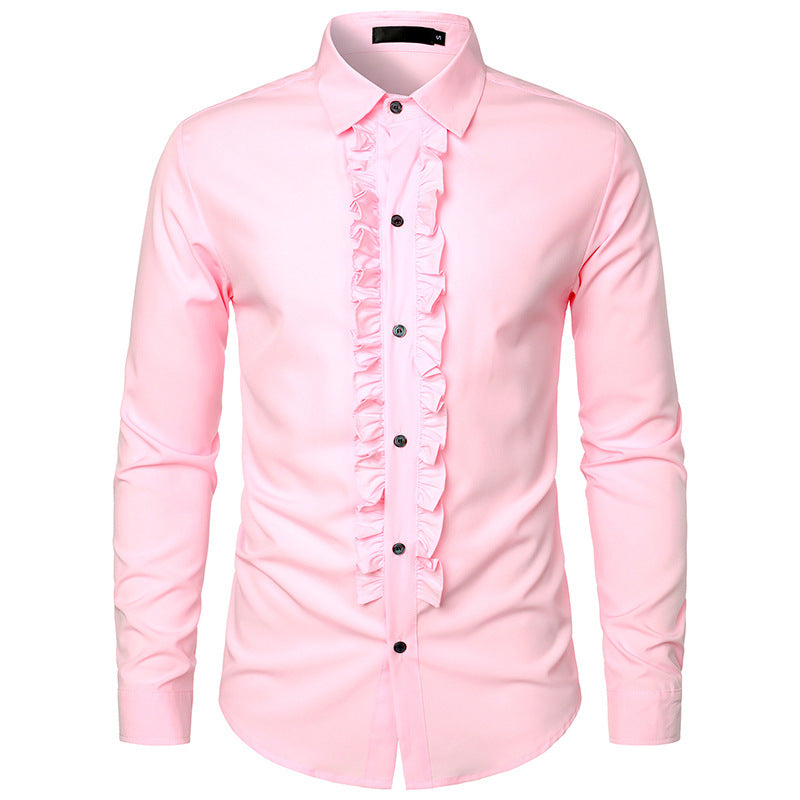 Herren Hemd mit Rüschen und eleganten Knopfdetails Drune