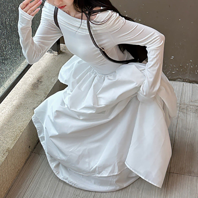 Damen elegantes Off-Shoulder Maxikleid mit modernen Trägerdetails Drune