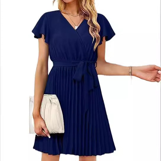 Damen Wickelkleid mit plissierten Details Drune
