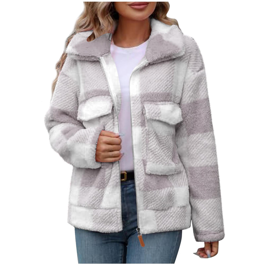 Damen Fleece-Jacke mit Karomuster und praktischen Taschen Drune