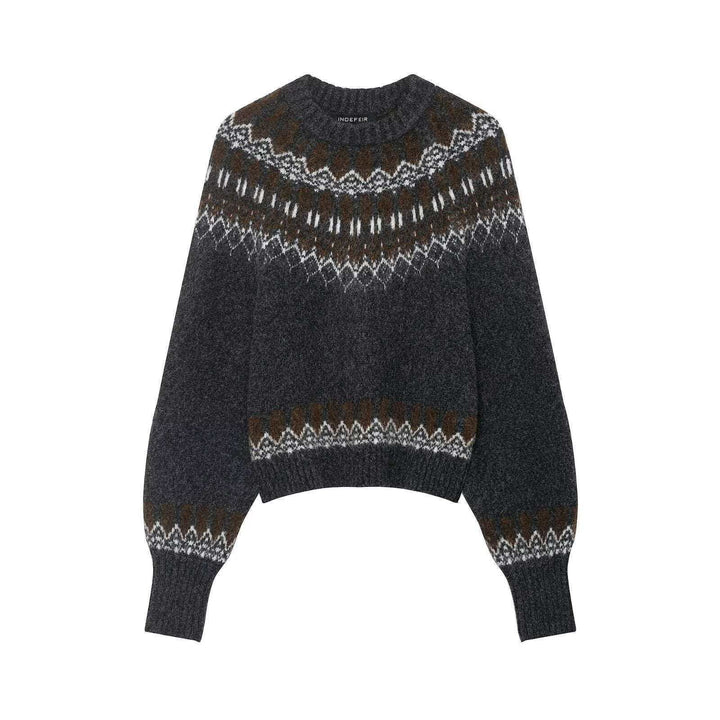 Damen Strickpullover mit modernem Norwegermuster und weitem Schnitt Drune