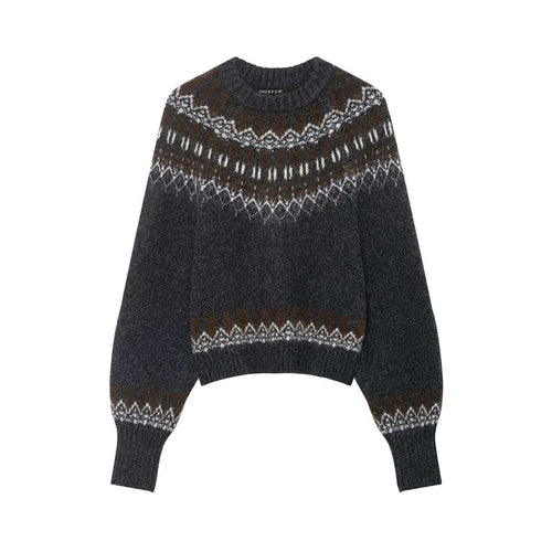 Damen Strickpullover mit modernem Norwegermuster und weitem Schnitt Drune