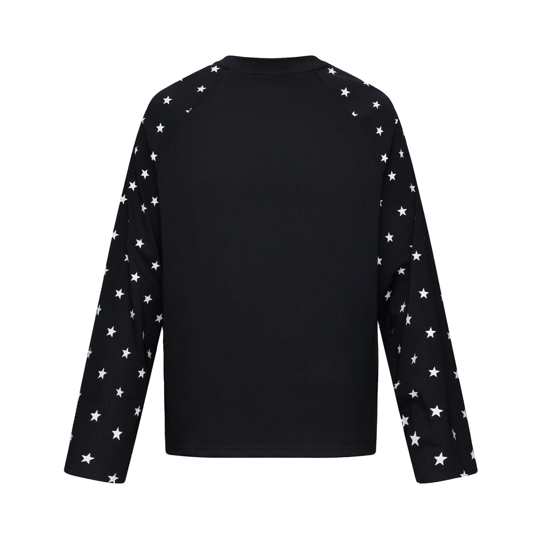Unisex Langärmliges Sweatshirt mit Raglanärmeln, Stern-Printärmeln und Vintage-Grafik Drune