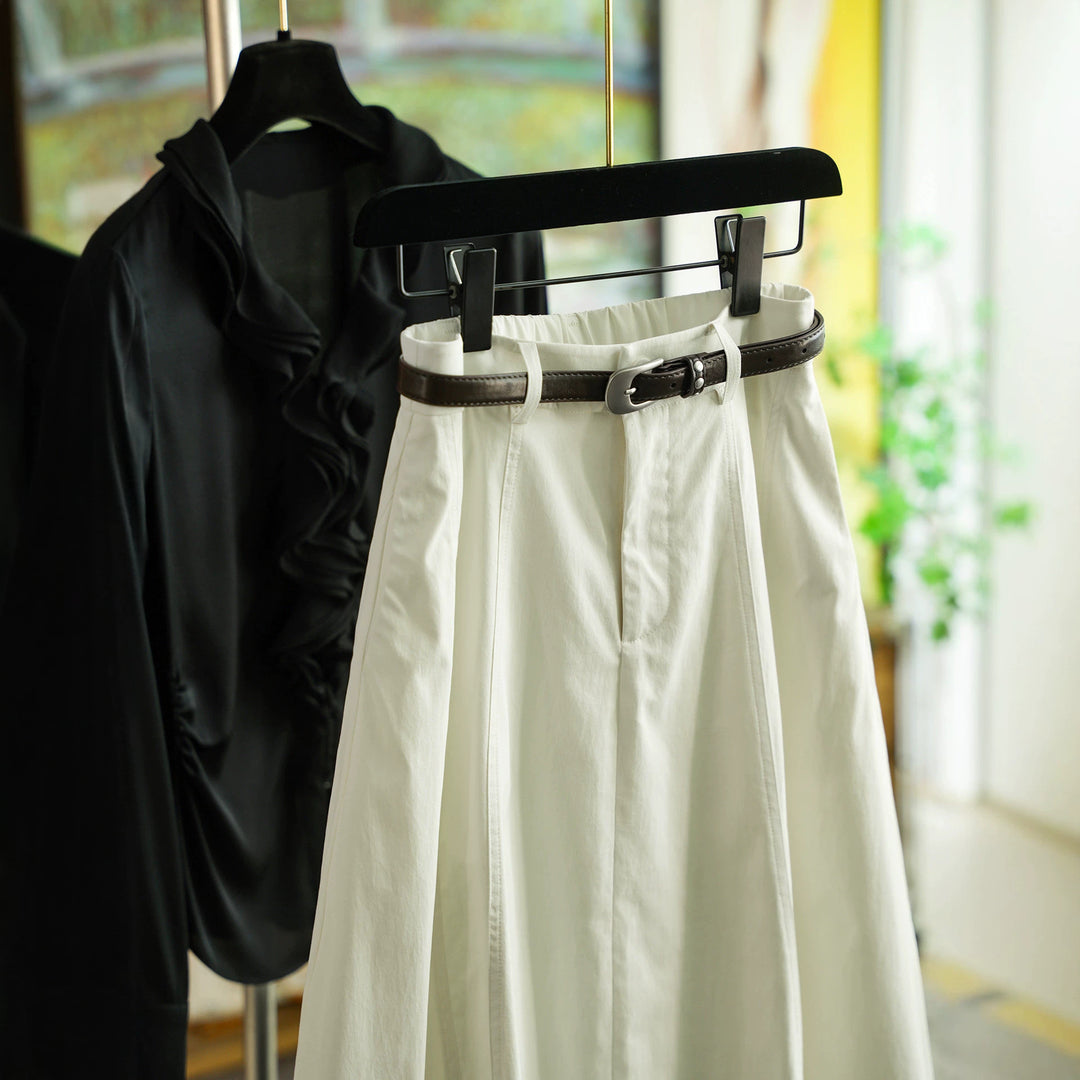 Damen Eleganter Maxirock mit Taillengürtel Drune
