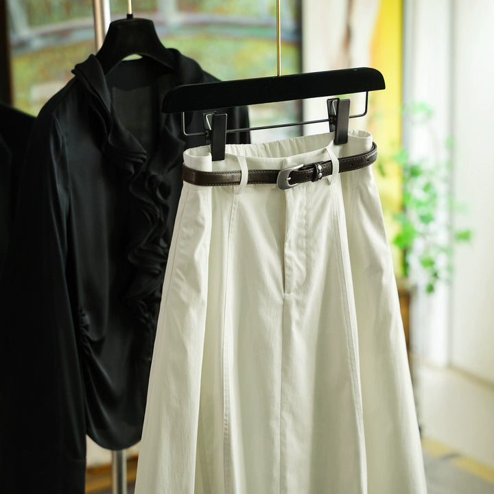 Damen Eleganter Maxirock mit Taillengürtel Drune