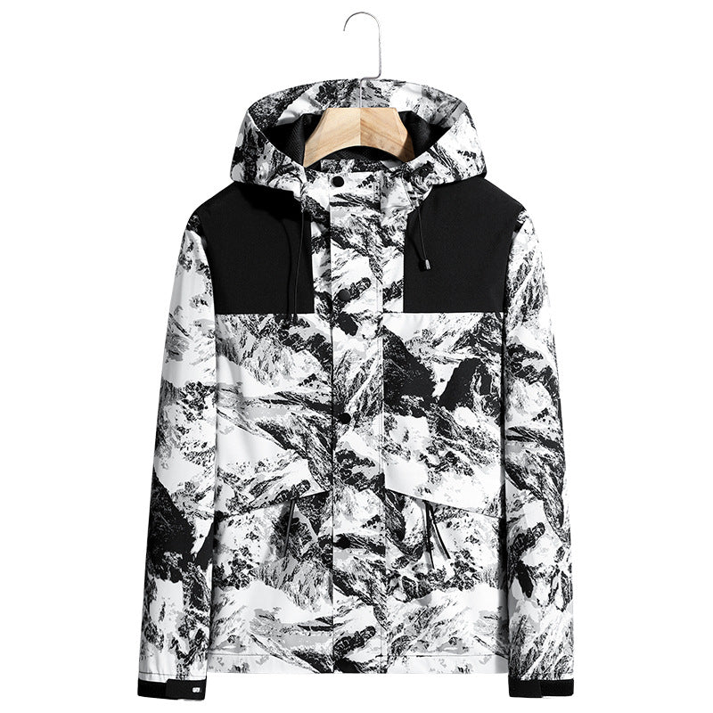 Herren Leichte wasserabweisende Kapuzen-Softshelljacke mit verdeckter Druckknopfleiste und Kordelzug Drune