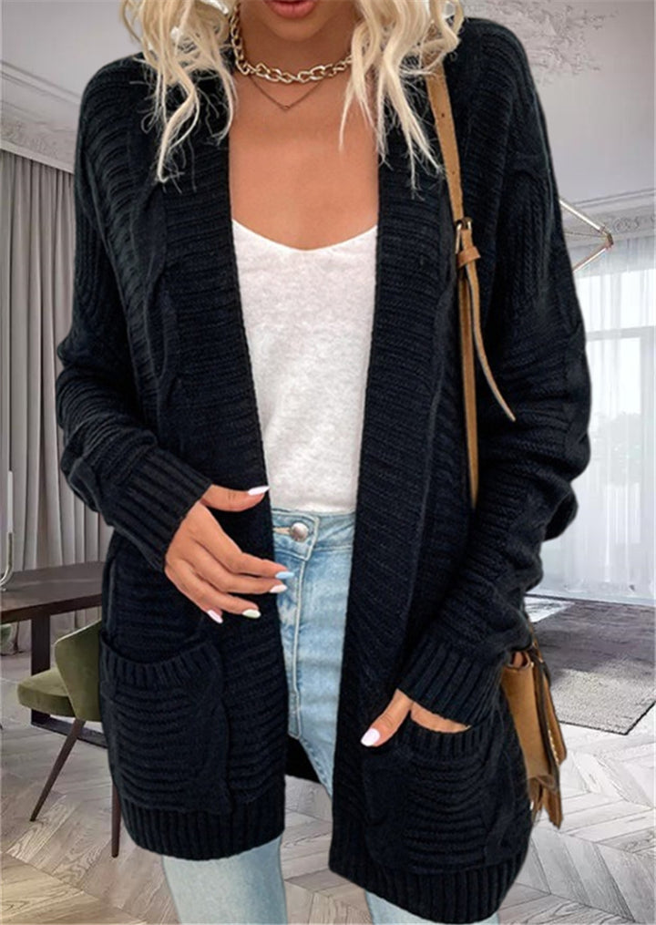 Damen Grobstrick-Cardigan mit strukturierten Ärmeln und tiefen Taschen Drune