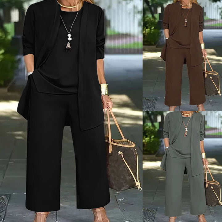 Drune | Langarm-Cardigan-Weste Drei-Teile-Set