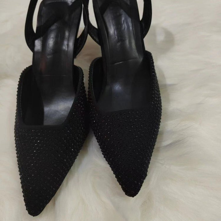 Damen Slingback-Pumps mit funkelndem Strass-Akzent und elegantem spitzem Design Drune