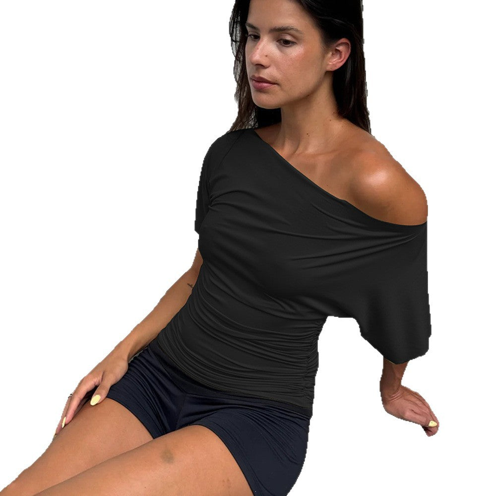 Damen Off-Shoulder Oberteil mit modischer Raffung Drune