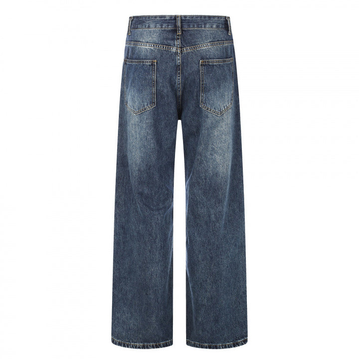 Damen Highwaist-Jeans im Wide-Leg-Schnitt mit Used- und Destroyed-Details Drune