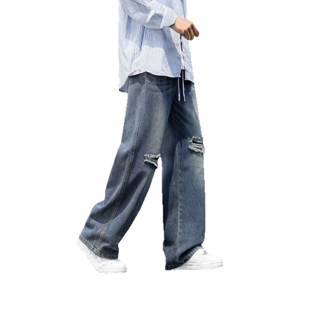 Herren Weitgeschnittene Destroyed Jeans Drune