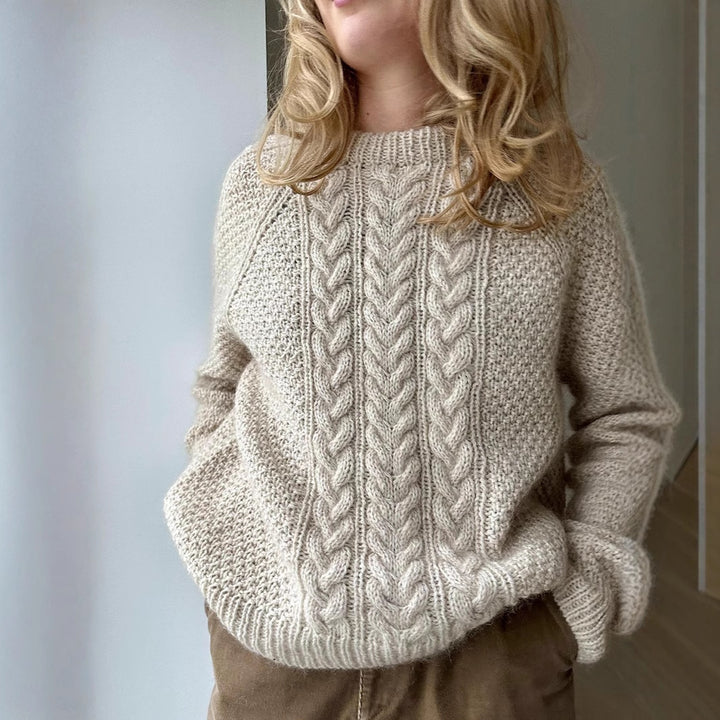 Damen Übergroßer Strickpullover mit Zopfmuster