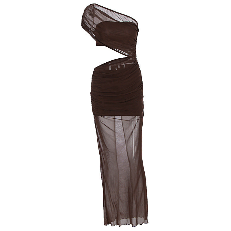Damen asymmetrisches Wickelkleid mit raffinierten Rüschen und elegantem Schnitt Drune