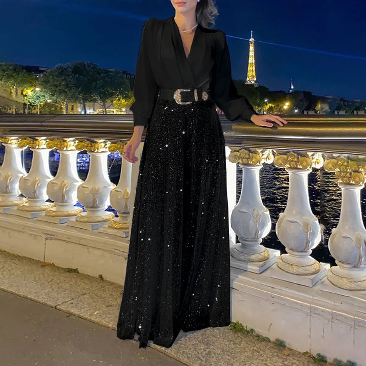 Damen Funkelndes Abendkleid mit elegantem Oberteil und glitzerndem Rock Drune