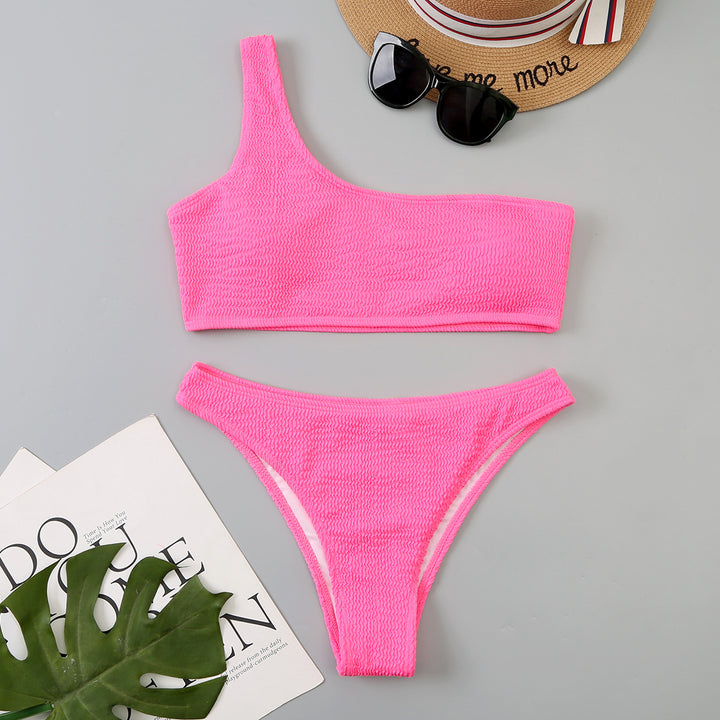 Damen asymmetrisches Bikini-Set mit Struktur Drune