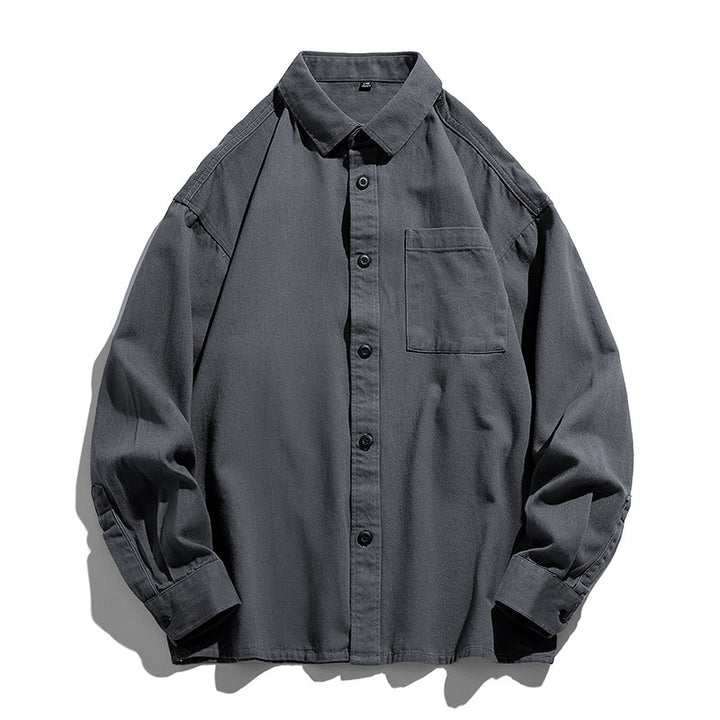 Herren Lockeres Overshirt-Hemd aus Baumwollmix mit Brusttasche und überschnittener Schulter Drune