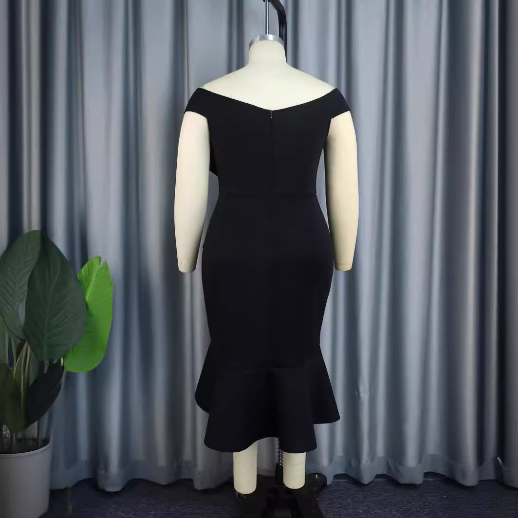 Damen Elegantes schulterfreies Kleid mit Rüschendetails Drune