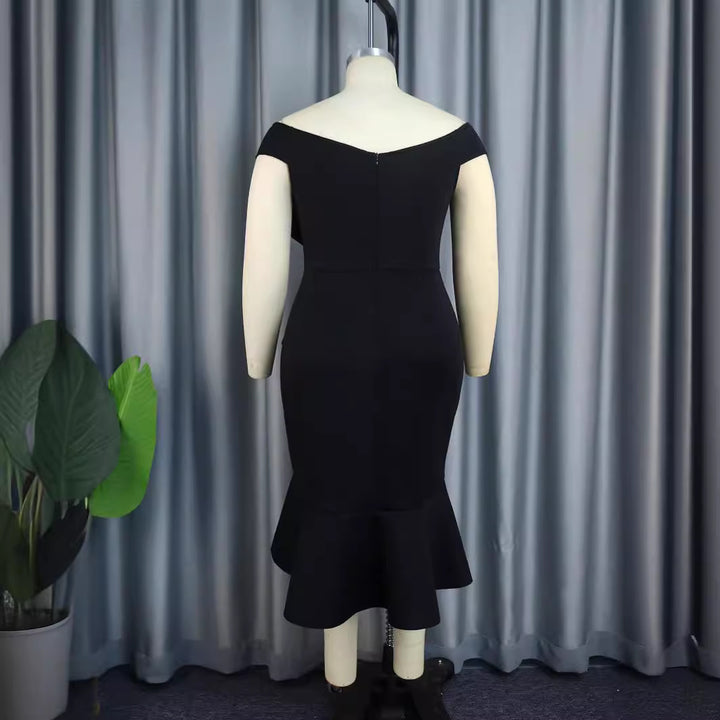 Damen Elegantes schulterfreies Kleid mit Rüschendetails Drune